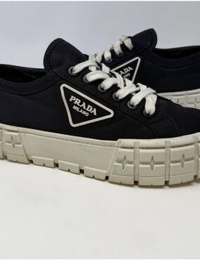 Prada Black and White Chunky Sole Low-Top Sneakers